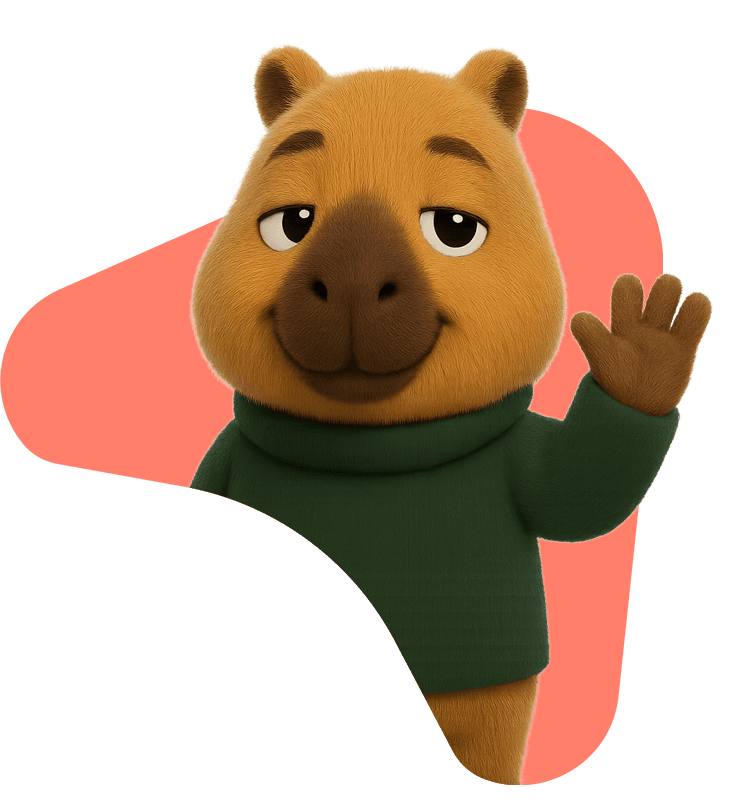 auggy the capybara, waving